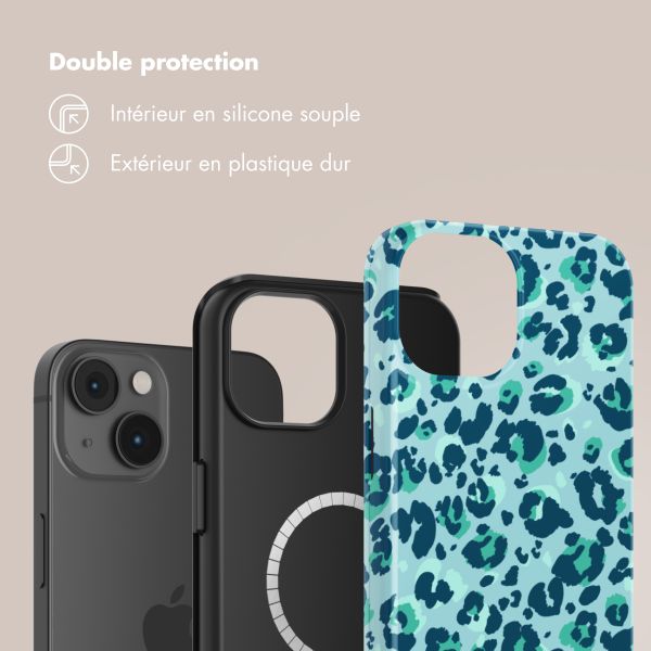 Selencia Coque arrière Vivid Tough avec MagSafe iPhone 14 - Wild Spots Light Blue