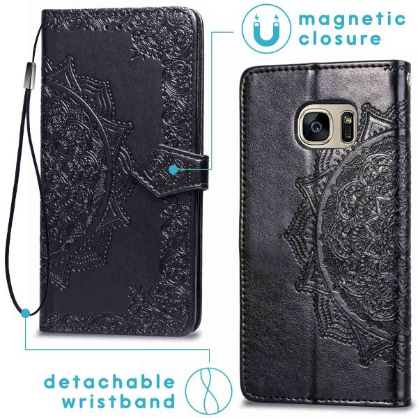 imoshion Etui de téléphone portefeuille Mandala Samsung Galaxy S7 - Noir