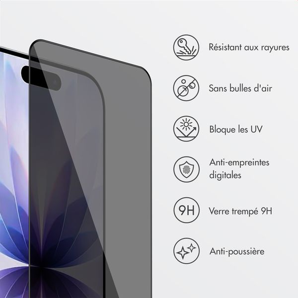 Accezz Protection d’écran en verre trempé avec filtre de confidentialité + Applicateur Apple iPhone 17