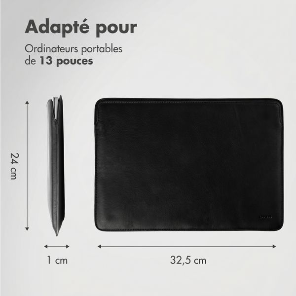 Accezz Leather Pochette ordinateur Apple MacBook 13 pouces - Noir