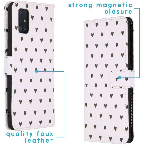 imoshion Design Softcase Bookcase Samsung Galaxy A51 - Hearts Allover White