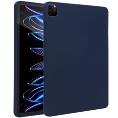 Accezz Coque Liquid Silicone avec porte-stylet Apple iPad Pro 12.9 (2022) / Pro 12.9 (2021) / Pro 12.9 (2020) - Bleu foncé