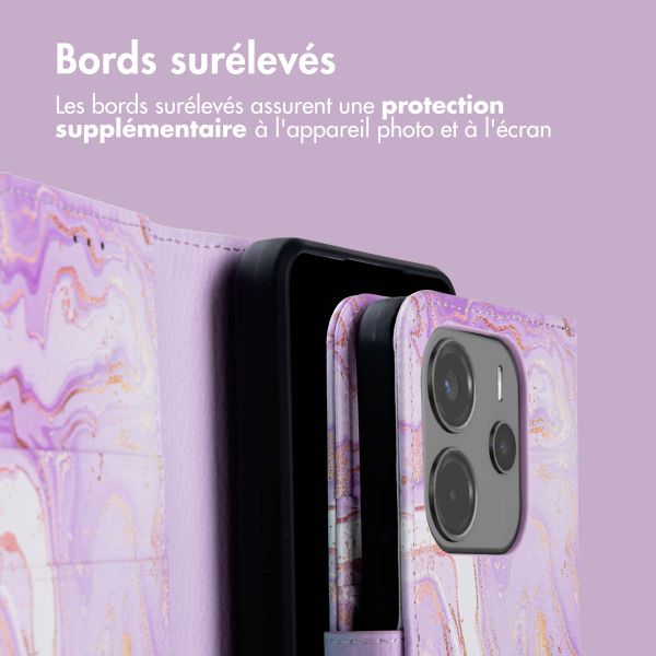 imoshion Étui de télephone portefeuille Design Xiaomi Redmi Note 14 (4G) - Purple Marble