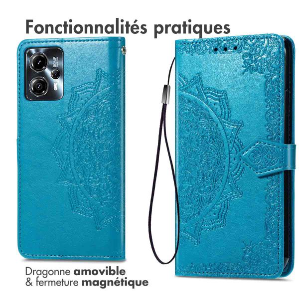 imoshion Etui de téléphone portefeuille Mandala Motorola Moto G13 / G23 - Turquoise