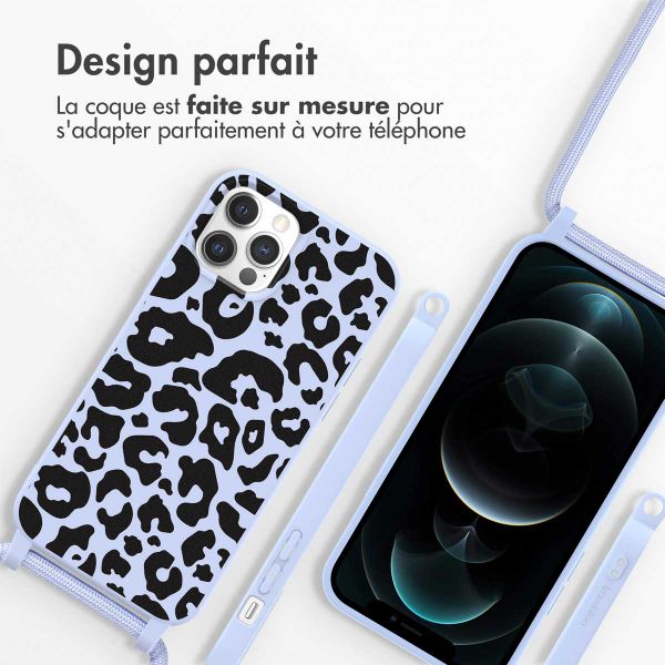 imoshion Coque design en silicone avec cordon iPhone 12 (Pro) - Animal Lila