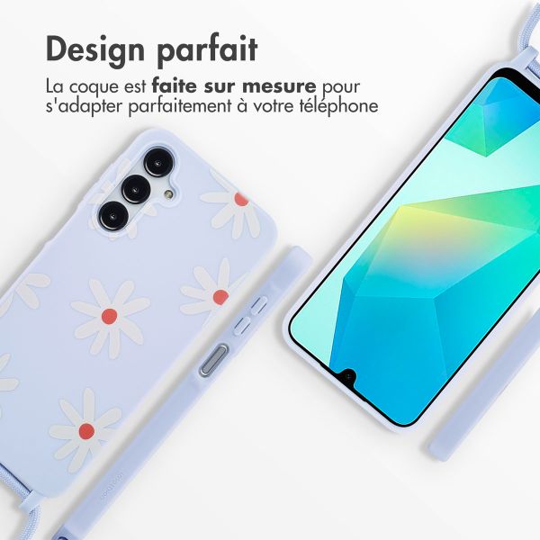 imoshion Coque design en silicone avec cordon Samsung Galaxy A16 - Lila Flower Distance