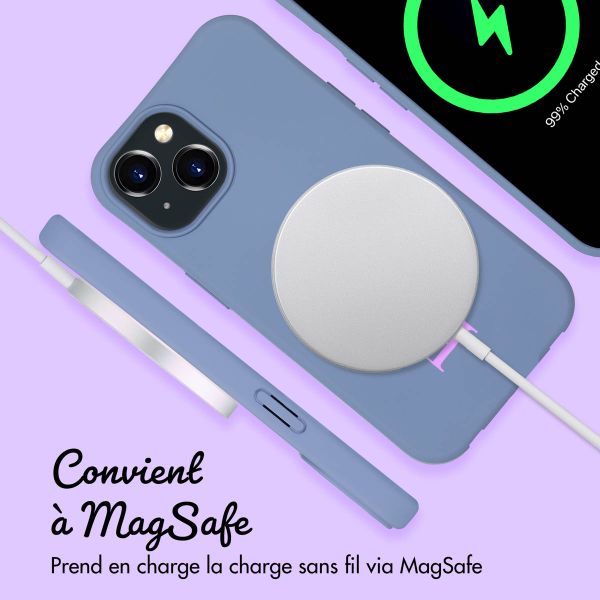 Coque de couleur personnalisée MagSafe avec cordon amovible  et nom iPhone 15 - Ash Blue