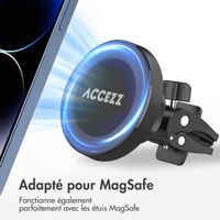 Accezz Support de téléphone pour voiture - MagSafe - Chargeur sans fil - Universel - Grille de ventilation - Noir