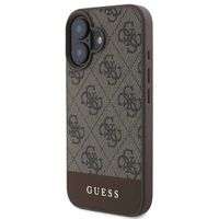 Guess Coque arrière Bottom Stripe 4G iPhone 16 - Brun