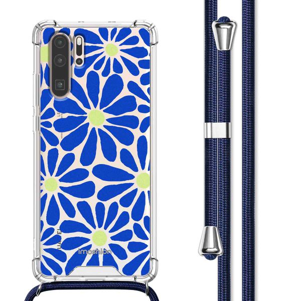 imoshion Coque Design avec cordon Huawei P30 Pro - Cobalt Blue Flowers Connect