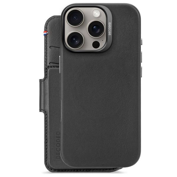Decoded Portefeuille détachable 2 en 1 en cuir MagSafe Apple iPhone 16 Pro - Noir