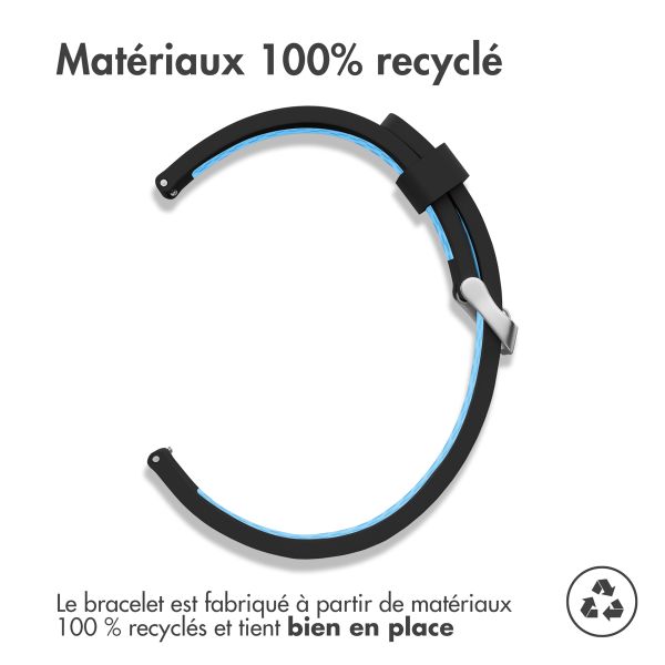 imoshion Bracelet sportif en silicone - Connexion universelle de 24 mm - Noir/Bleu