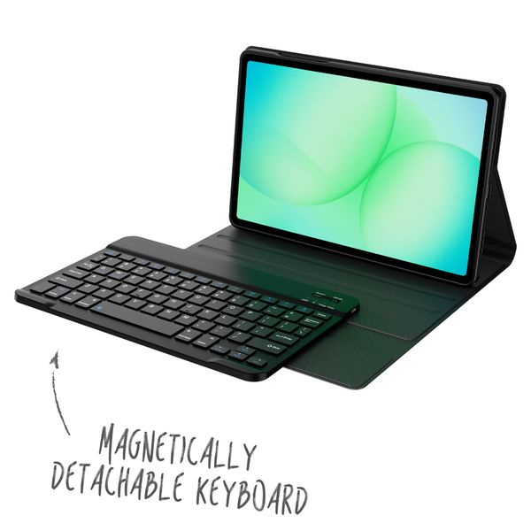 Accezz Étui de tablette portefeuille Bluetooth Clavier Samsung Galaxy Tab A11 Plus - AZERTY / FR - Noir