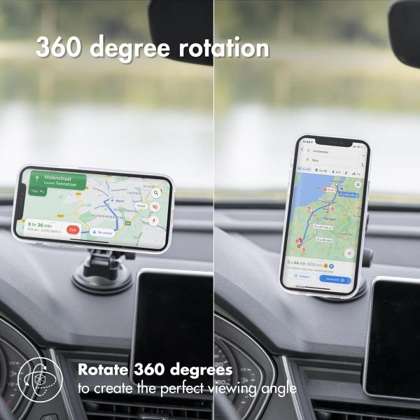 Accezz Support de téléphone pour voiture - MagSafe - Tableau de bord et pare-brise - Magnétique - Noir