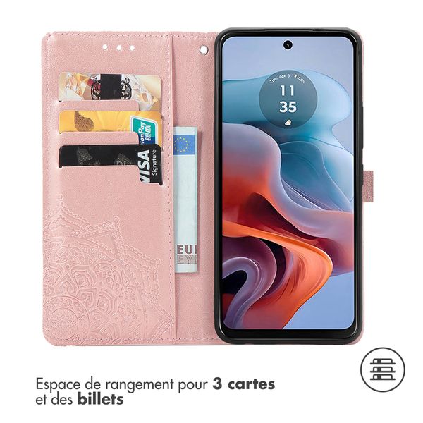 imoshion Etui de téléphone portefeuille Mandala Motorola Moto G34 - Rose Dorée