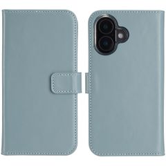 Selencia Étui portefeuille en cuir véritable Apple iPhone 16 Plus - Air Blue