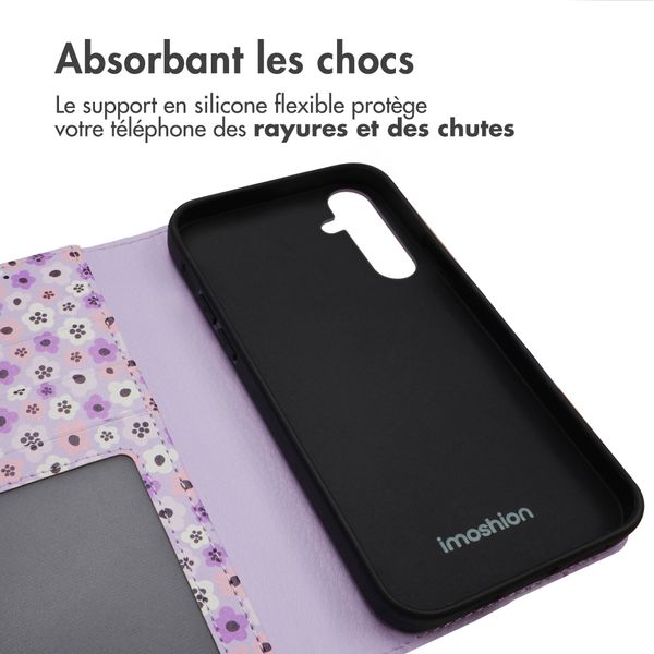 imoshion Étui de téléphone portefeuille Design Samsung Galaxy A25 (5G) - Purple Flowers