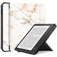 imoshion Étui de liseuse portefeuille design Pliable Kobo Libra 2 / Tolino Vision 6 - White Marble