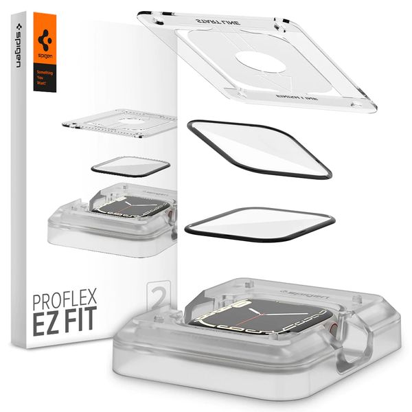 Spigen Protection d'écran Pro Flex EZ Fit avec applicateur Apple Watch Series 7/8/9 - 45 mm - Transparent