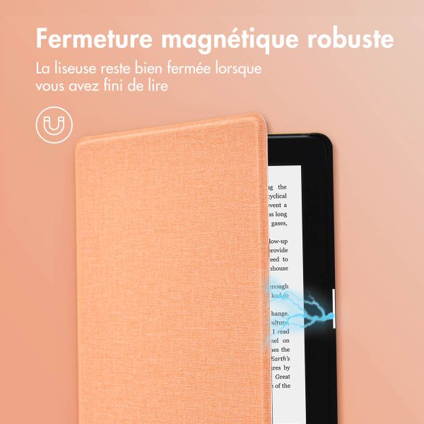 imoshion Étui de liseuse portefeuille Canvas Sleepcover Kobo Clara 2E / Tolino Shine 4 - Peach