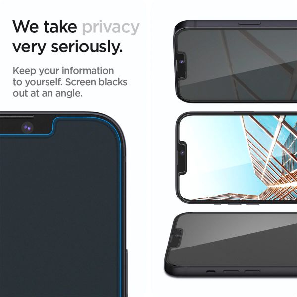 Spigen Protection d'écran en verre trempé GLAStR Privacy Applicator Apple iPhone 13 / 13 Pro