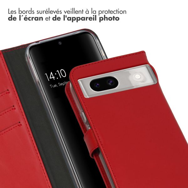 Selencia Étui de téléphone portefeuille en cuir véritable Google Pixel 8a - Rouge