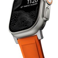 Nomad Bracelet robuste FKM Apple Watch Series 1 á 10 / SE / Ultra (2) (44/45/46/49 mm) - Argent/Orange