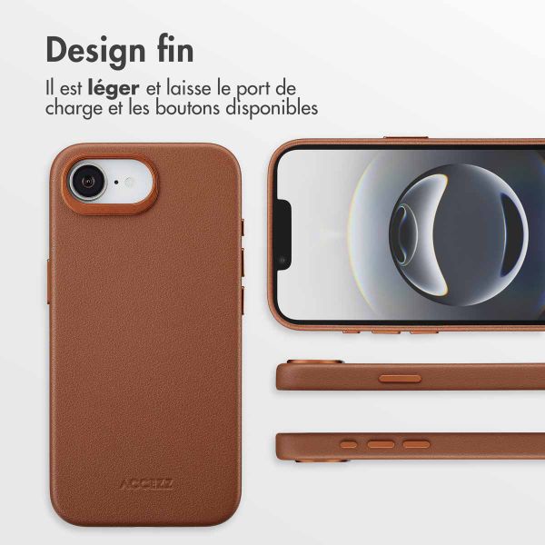 Accezz Coque arrière en cuir avec MagSafe Apple iPhone 16e - Sienna Brown