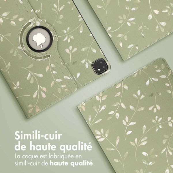 imoshion Coque tablette Design rotatif à 360° Apple iPad Pro 13 (2025) M5 / (2024) M4 - Green Flowers