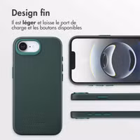 Accezz Coque arrière en cuir avec MagSafe Apple iPhone 16e - Cedar Green