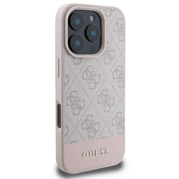 Guess Coque arrière Bottom Stripe 4G Apple iPhone 16 Pro Max - Rose