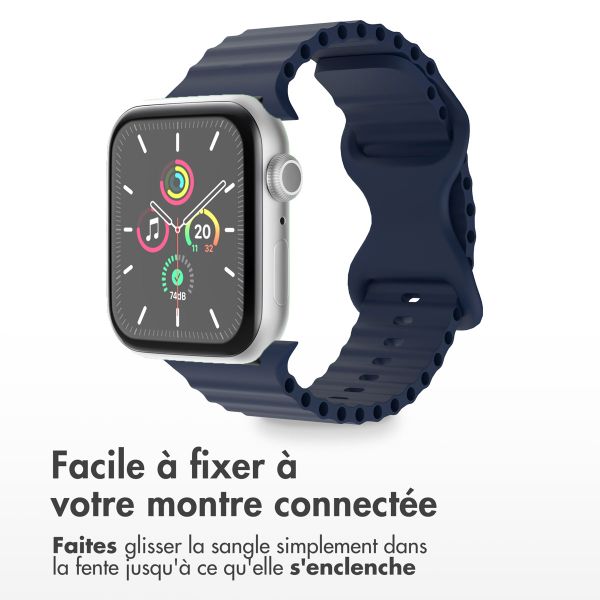 imoshion Bracelet Athletic en silicone Apple Watch Series 1 t/m 9 / SE (38/40/41 mm) | Series 10 / 11 (42 mm) - Bleu foncé