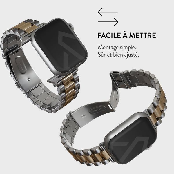 Burga Bracelet en acier Apple Watch Series 1 á 9 / SE (38/40/41 mm) | Series 10 (42 mm) - All eyes on me - Dorée & Argent