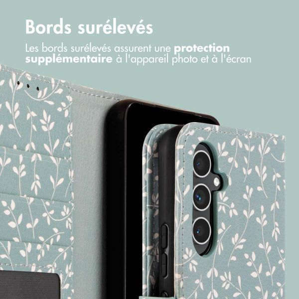 imoshion Étui de télephone portefeuille Design Samsung Galaxy A54 (5G) - Smoke Green Flowers