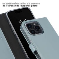 Selencia Étui de téléphone portefeuille en cuir véritable iPhone 16 Pro Max - Air Blue