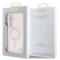 Guess Coque MagSafe IML avec strass Samsung Galaxy S25 - Rose