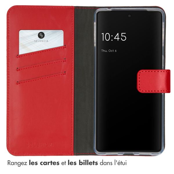 Selencia Étui portefeuille en cuir véritable Google Pixel 7 Pro - Rouge