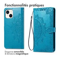 imoshion Etui de téléphone portefeuille Mandala iPhone 15 - Turquoise