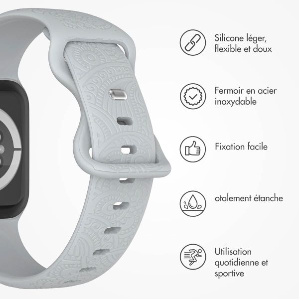 imoshion Bracelet en silicone gravé Apple Watch Series 1-9 / SE (38/40/41 mm) | Series 10 (42 mm) - Gris