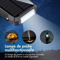 imoshion Solar Powerbank - Batterie externe sans fil avec panneau solaire - Charge rapide et fourniture d'énergie - 30 000 mAh - Noir
