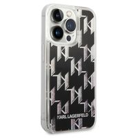 Karl Lagerfeld Coque arrière Liquid Glitter Monogram iPhone 14 Pro - Noir