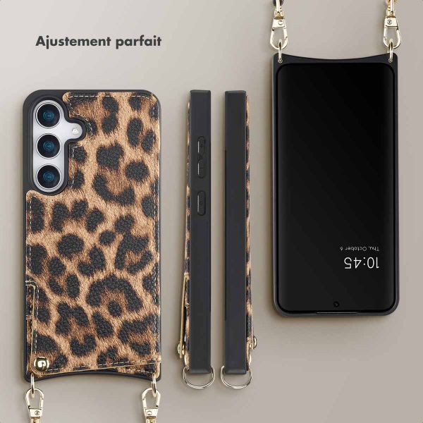 Selencia Coque arrière avec cordon et porte-cartes Nova Samsung Galaxy S25  - Leopard