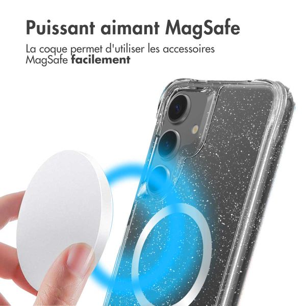 imoshion Coque arrière transparente Pailletée avec MagSafe Samsung Galaxy S25 - Argent