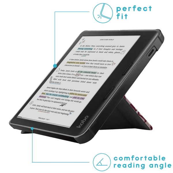 imoshion Étui de liseuse portefeuille design Pliable Kobo Libra Colour - Bloom Love Blush