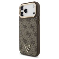 Guess Coque arrière en cuir avec logo Triangle classique et MagSafe Apple iPhone 17 Pro Max - Marron