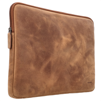 Pochette ordinateur Leather avec fermeture éclair 13-14 pouces - Cognac