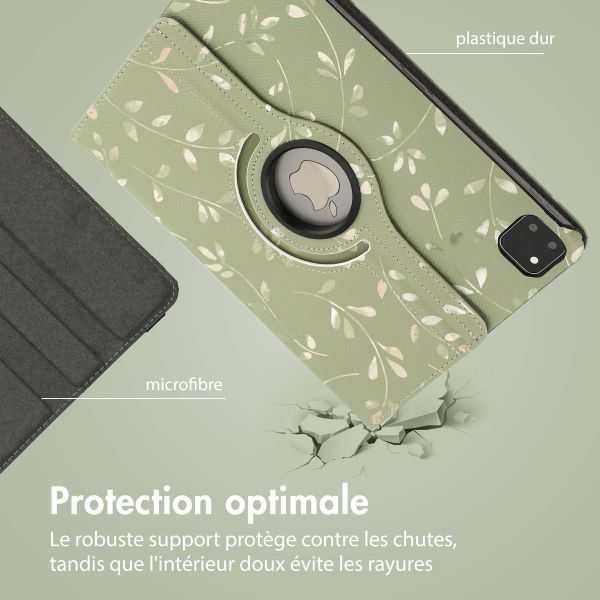 imoshion Coque tablette Design rotatif à 360° iPad Pro 11 (2024) M4 - Green Flowers