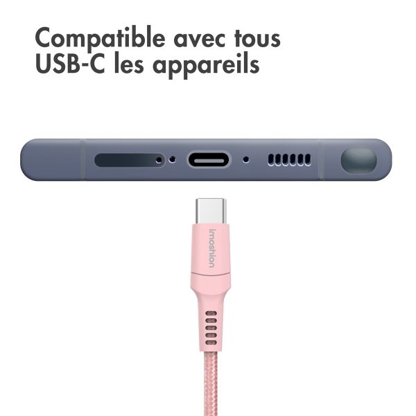 imoshion Braided USB-C vers câble USB - 2 mètre - Rose