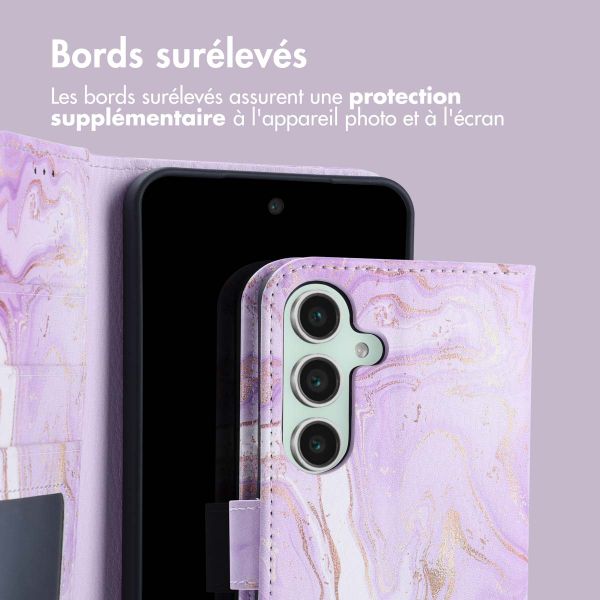 imoshion Étui de téléphone portefeuille Design Samsung Galaxy S25 - Purple Marble