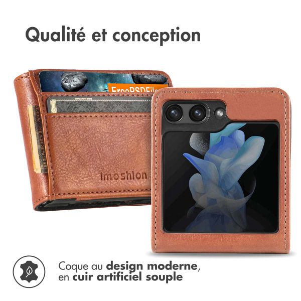imoshion Étui de télephone portefeuille Luxe Samsung Galaxy Z Flip 5 - Marron